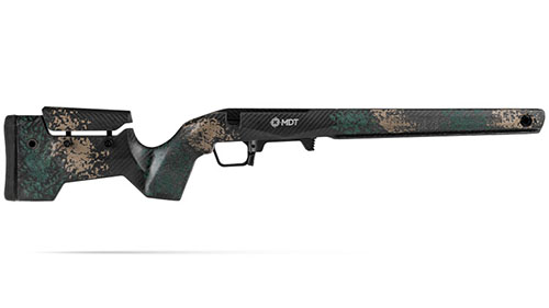 MDT CRBN Rifle Stock to lekka, wytrzymała konstrukcja z włókna węglowego, zapewniająca stabilność, komfort i elastyczność w montażu akcesoriów.